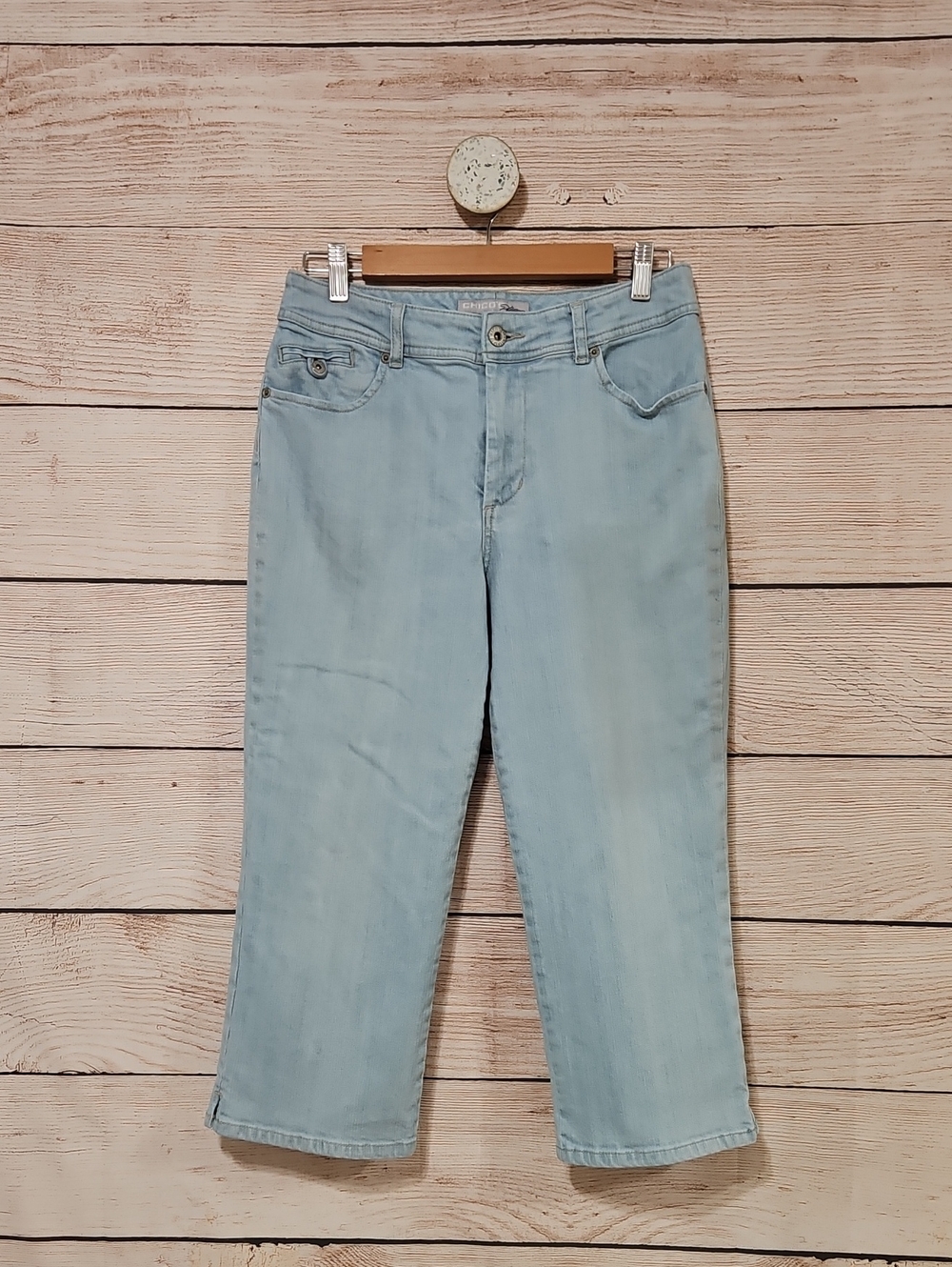 Chico's Light Blue Thelma Capri Cropped Straight-Leg 1.5